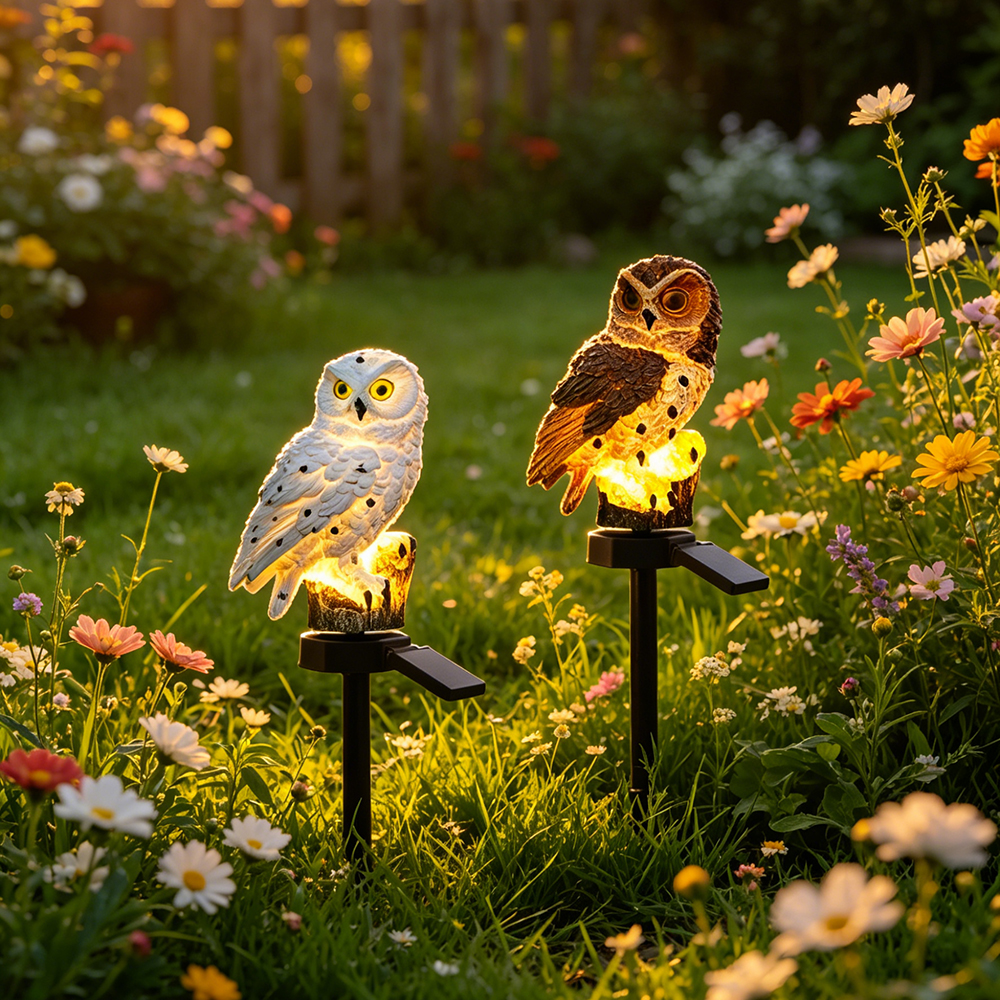 Outdoor Lighting Quality - Owl Solar Light, Resin Owl Ground