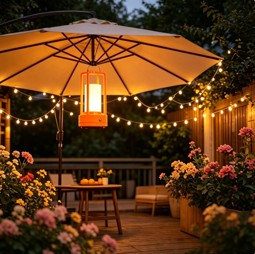 Outdoor Lighting For Home - Modern Orange Cage Table Lamp Rechargeable