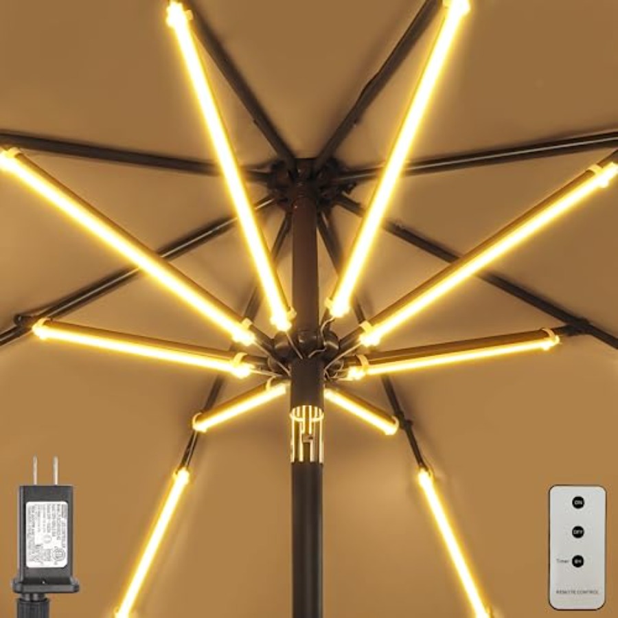 Outdoor Lighting Timer - Outdoor Patio Umbrella Lights, 1000 Lumens