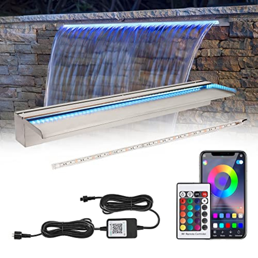 Outdoor Lighting Options - Outdoor patio waterfall spillway kit with