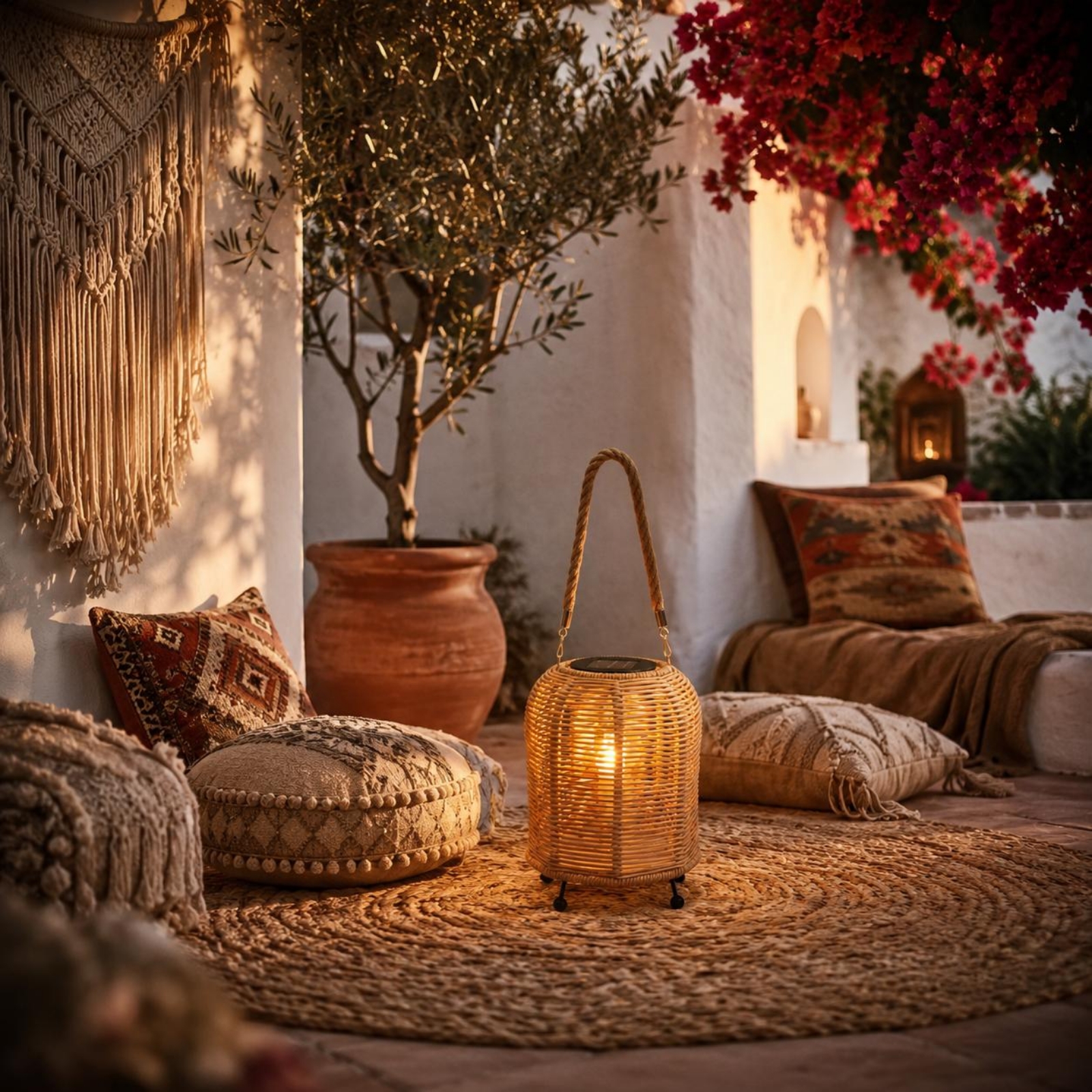Outdoor Lighting For Home - Handwoven Solar Lantern Warm LED Handwoven