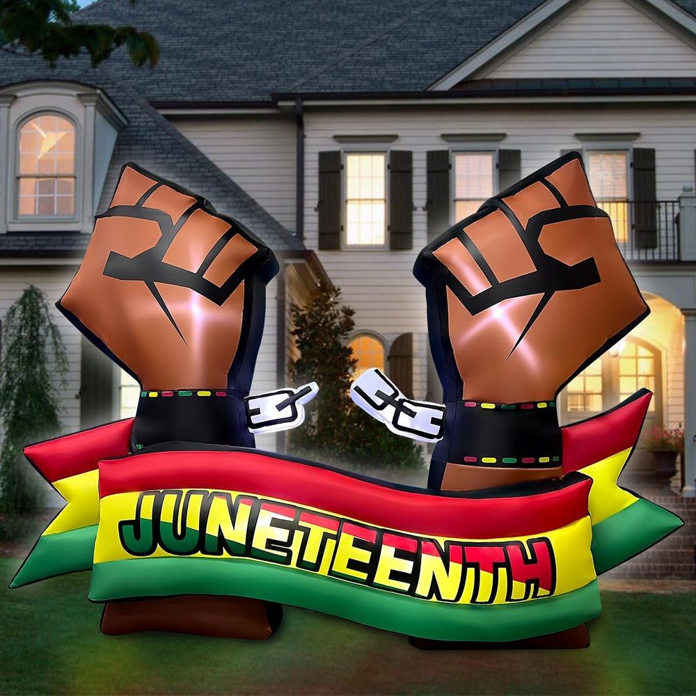 Outdoor Lighting Effects - 6.5FT Long Juneteenth Iatables Decorations, Black