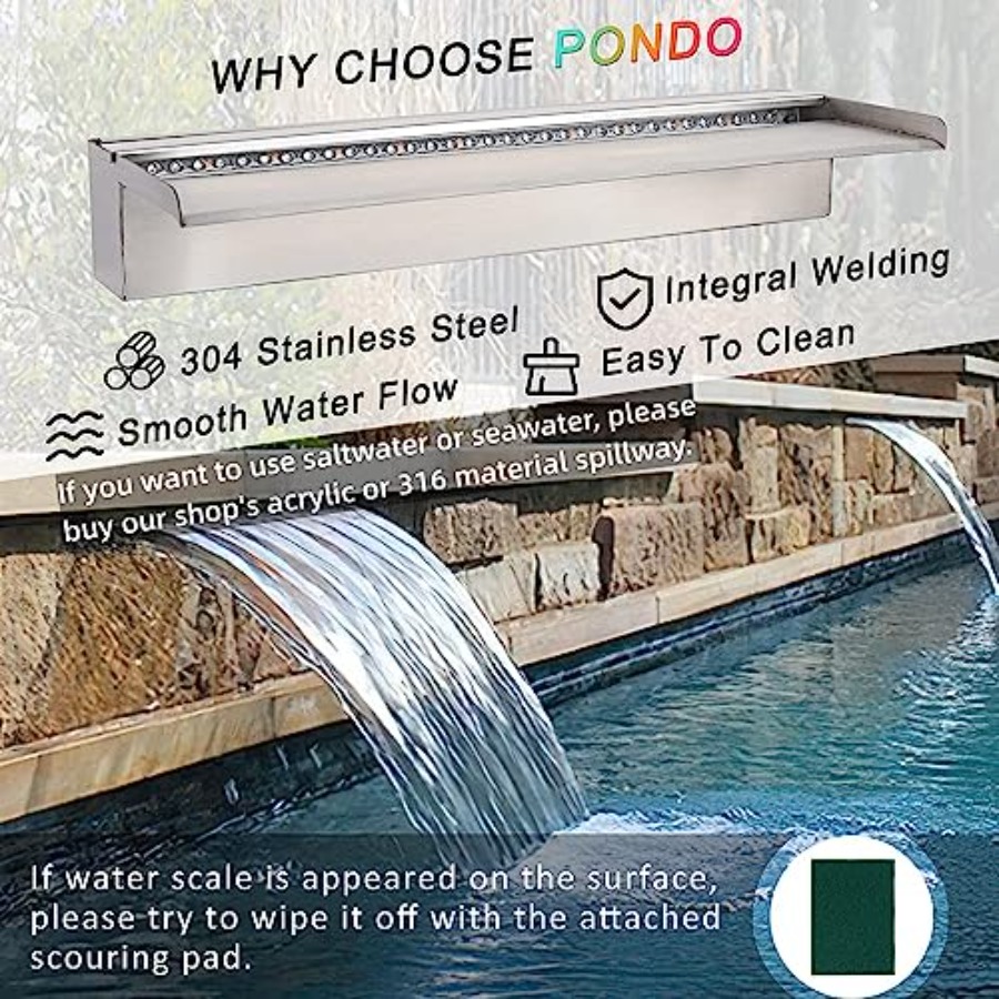 Outdoor pool waterfall spillwa - Outdoor Lighting Install avis et prix