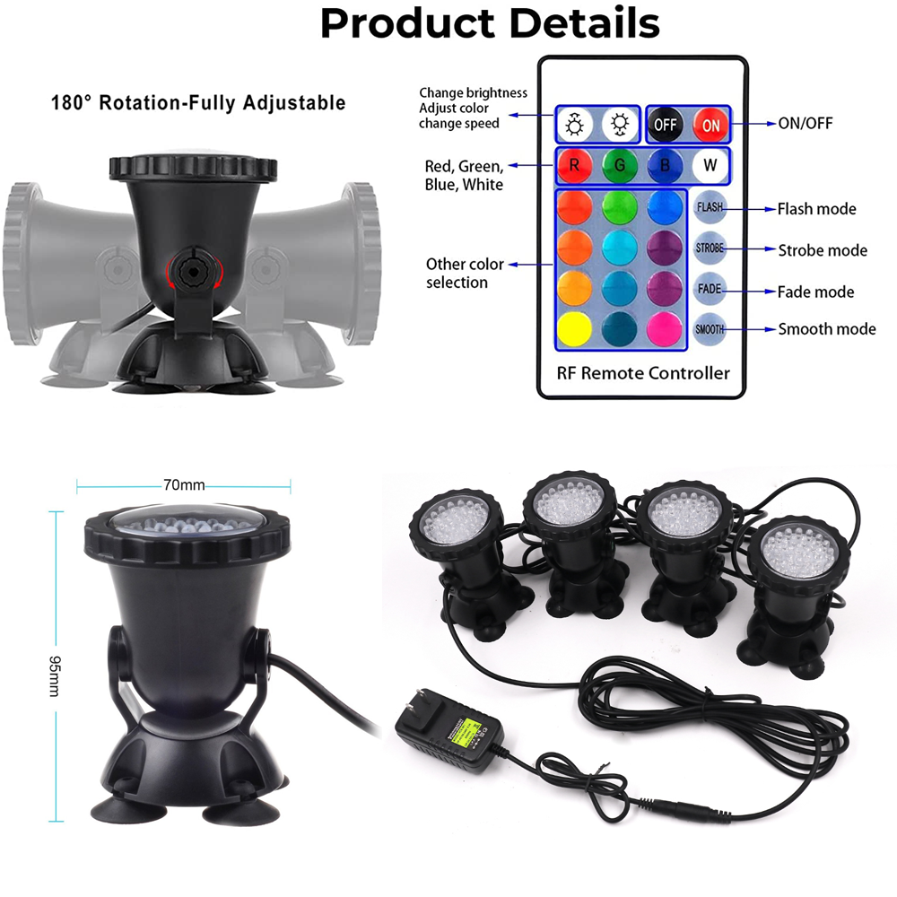 RGB LED Underwater Light IP68  - Pond Light Submersible avis et prix
