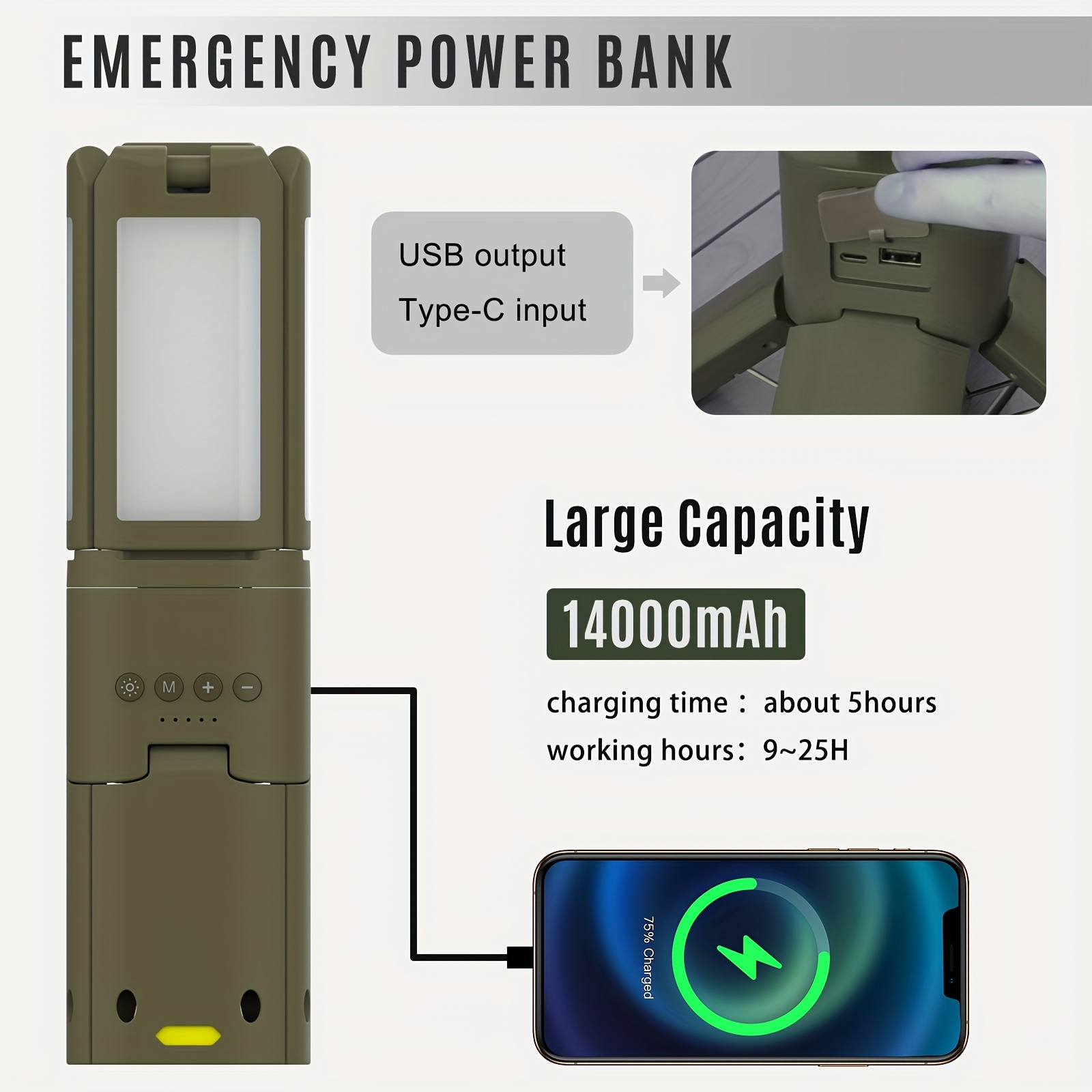 Camping Lantern, 14000mAh Rech - Outdoor Lighting For Home avis et prix