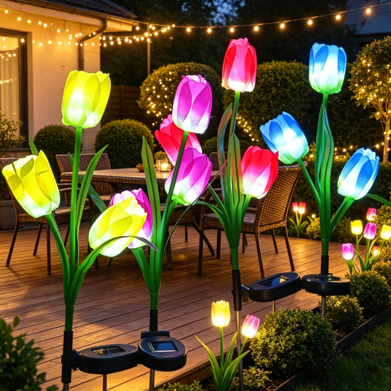 3‑Head Solar Tulip Stake Light - Outdoor Lighting Options avis et prix