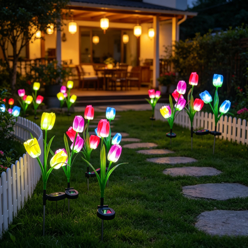 3‑Head Solar Tulip Stake Light - Outdoor Lighting Options avis et prix