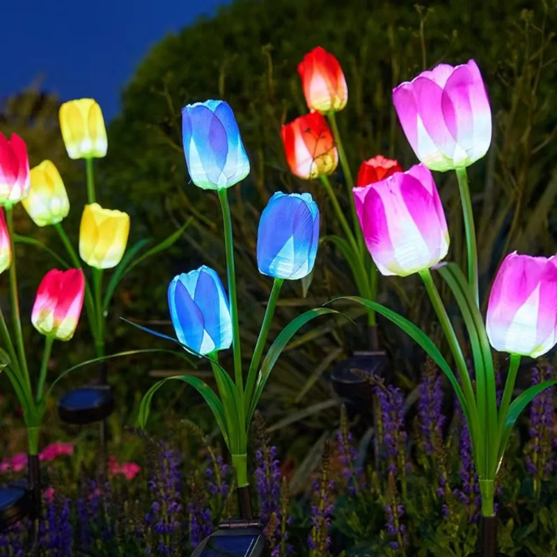 3‑Head Solar Tulip Stake Light - Outdoor Lighting Options avis et prix