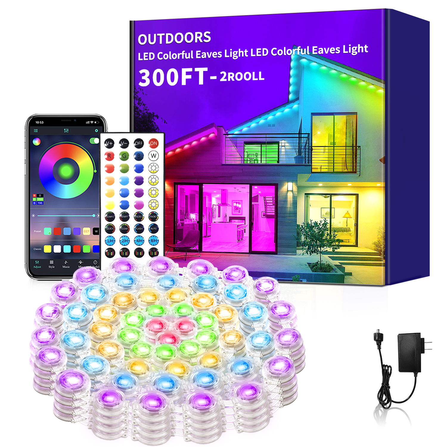 300ft Permanent Outdoor Light, - Outdoor Lighting Under Eaves avis et prix