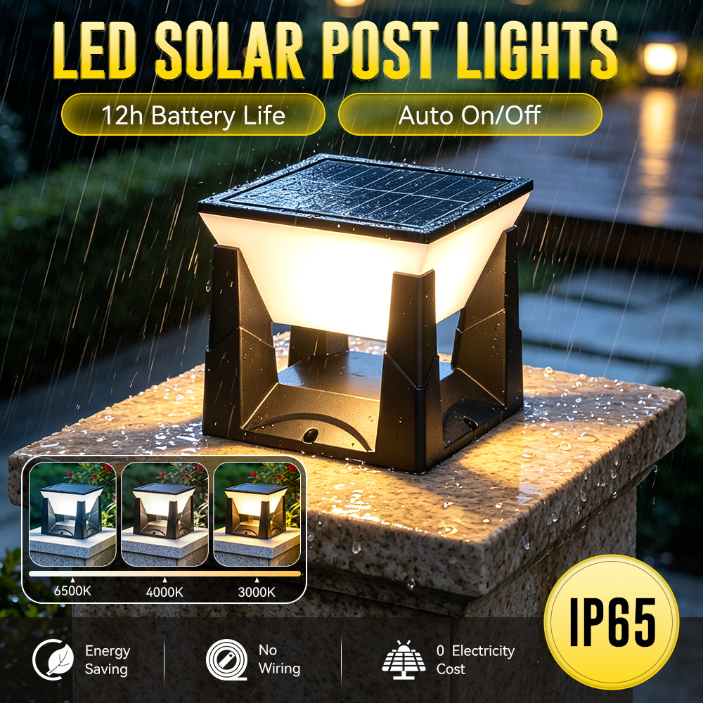 3-Color Solar Post Light IP65  - Outdoor Yard Lighting Fixtures avis et prix