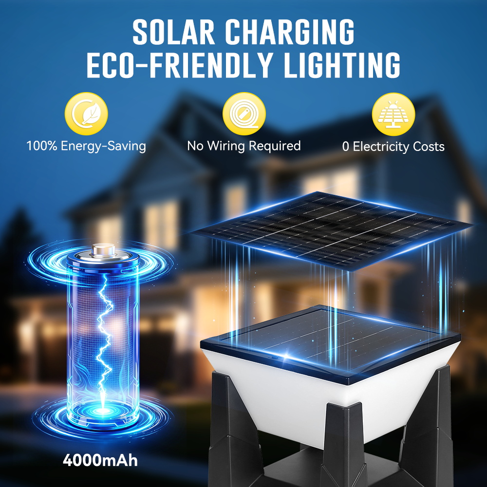 3-Color Solar Post Light IP65  - Outdoor Yard Lighting Fixtures avis et prix