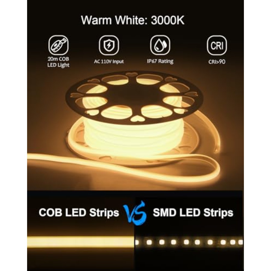 120V 110V COB Led Strip Light  - Outdoor Lighting Led Strip avis et prix