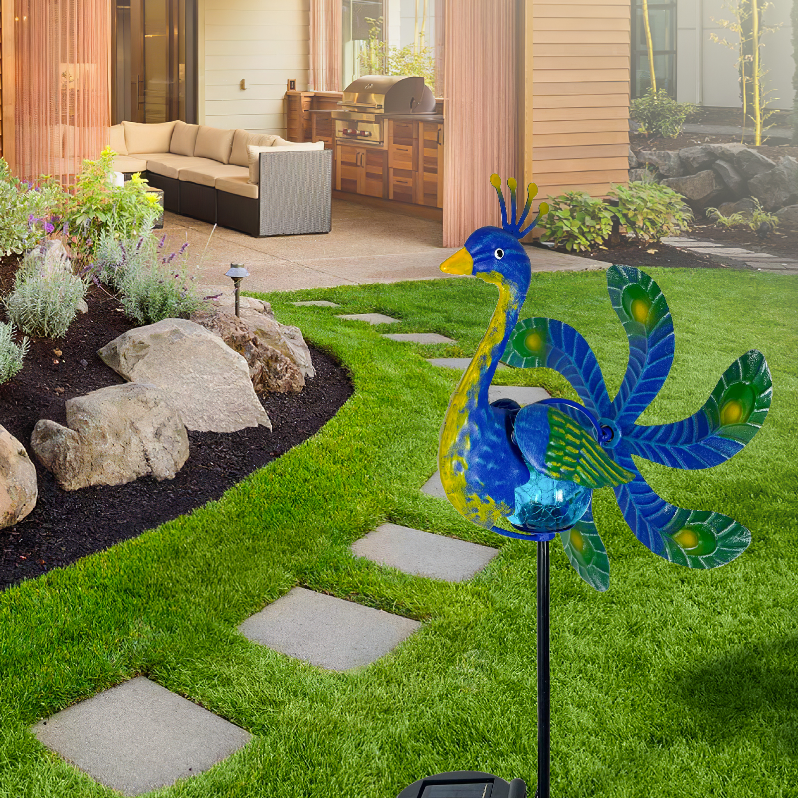 Solar Wind Spinner Peacock Out - Outdoor Lighting Effects avis et prix