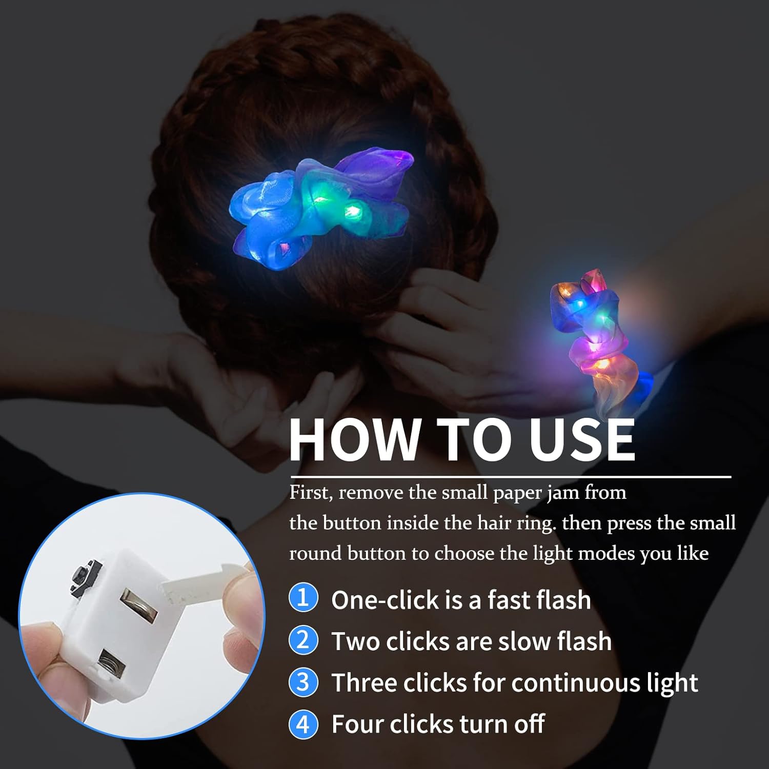 6pcs LED Scrunchies Hair Bands - Outdoor Lighting Effects avis et prix