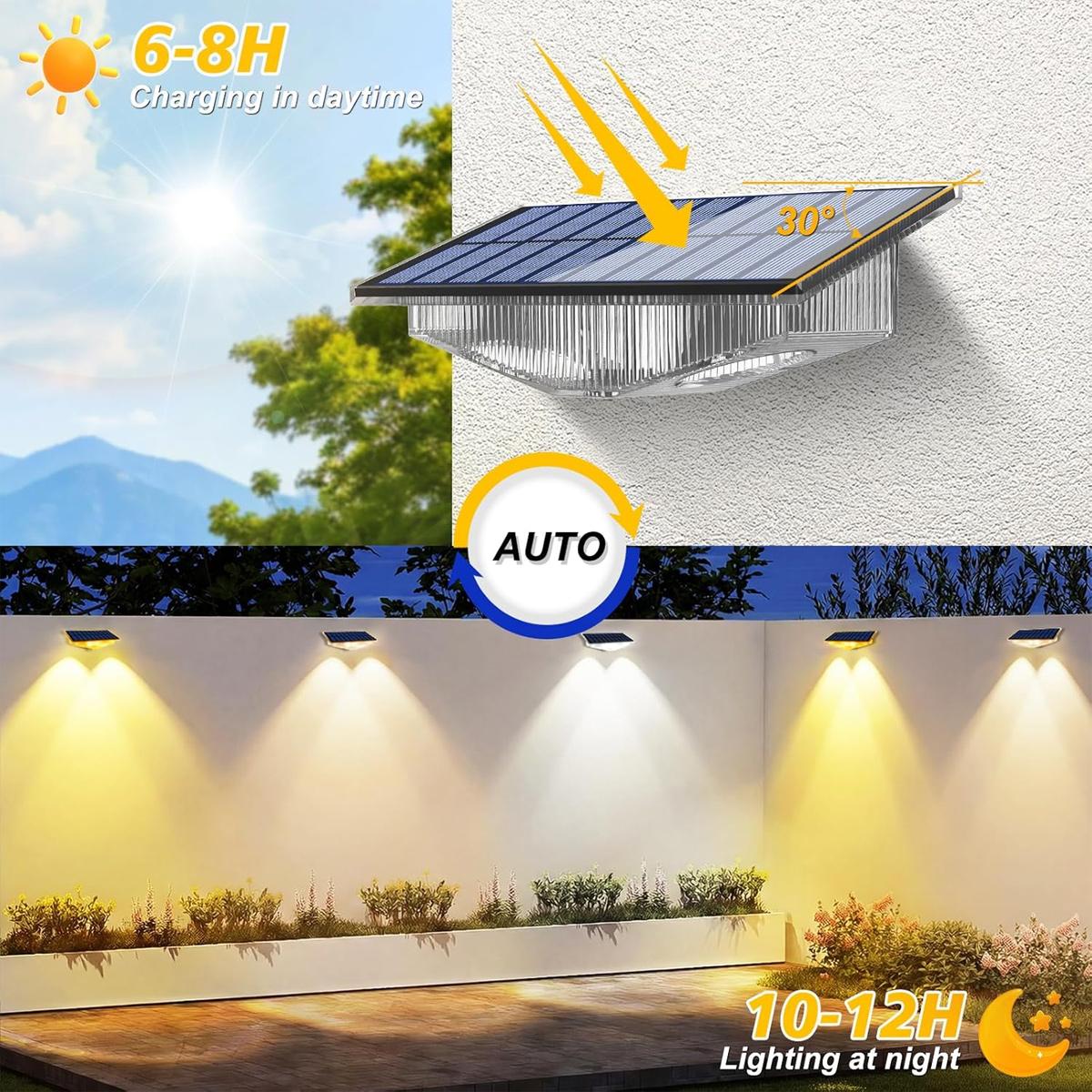 4Pcs Solar Fence Lights Light  - Outdoor Yard Lighting Fixtures avis et prix