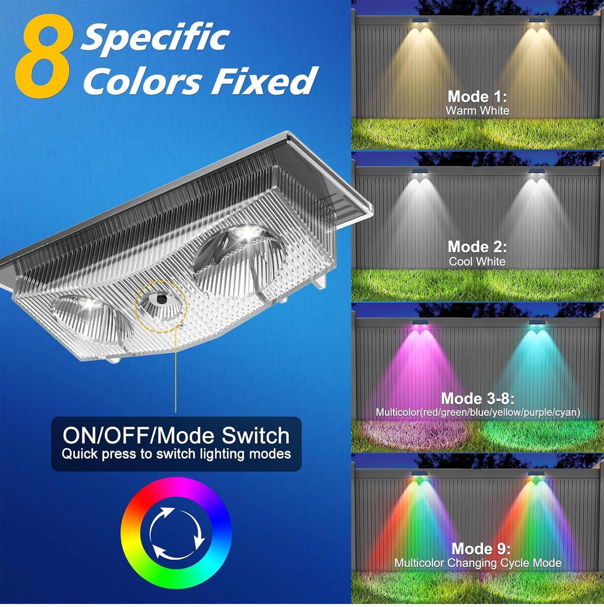 4Pcs Solar Fence Lights Light  - Outdoor Yard Lighting Fixtures avis et prix