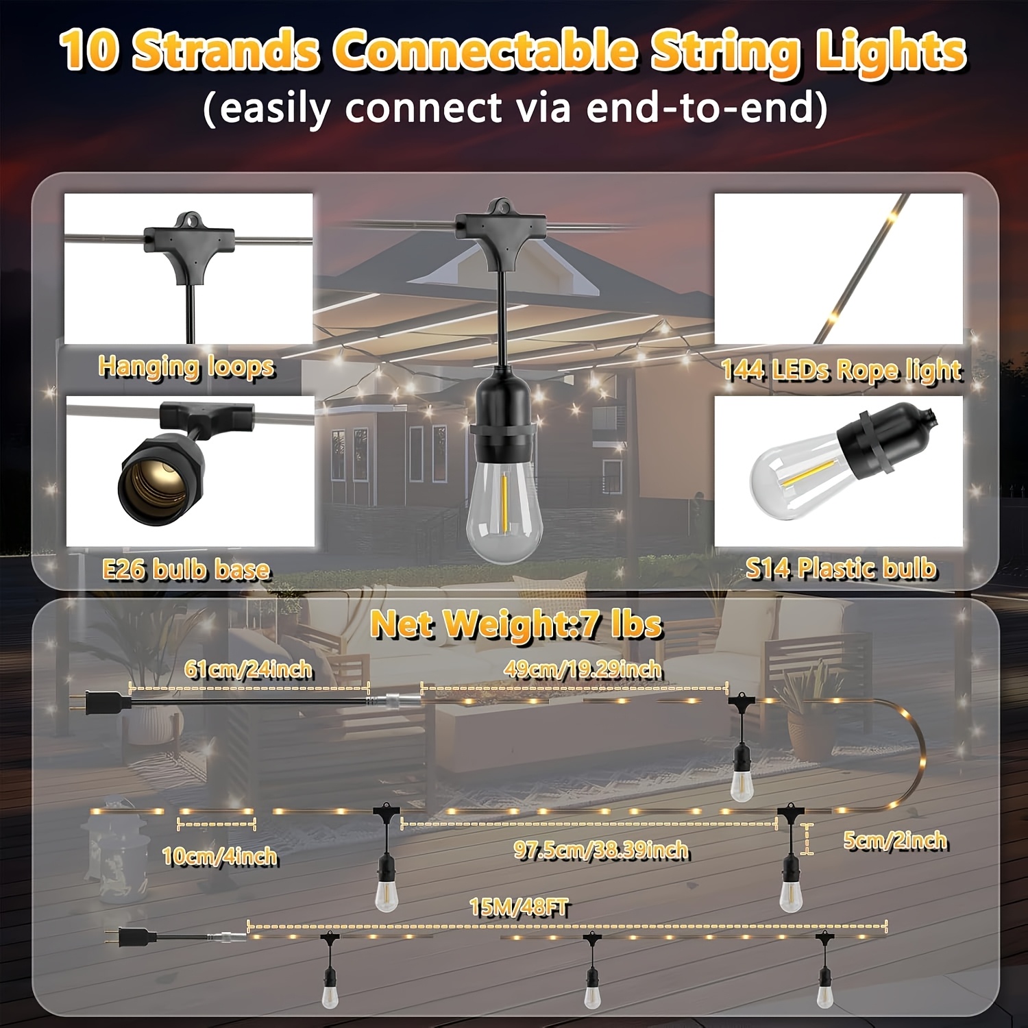 BEATINEON Outdoor String Light - Outdoor Lighting Led Strip avis et prix