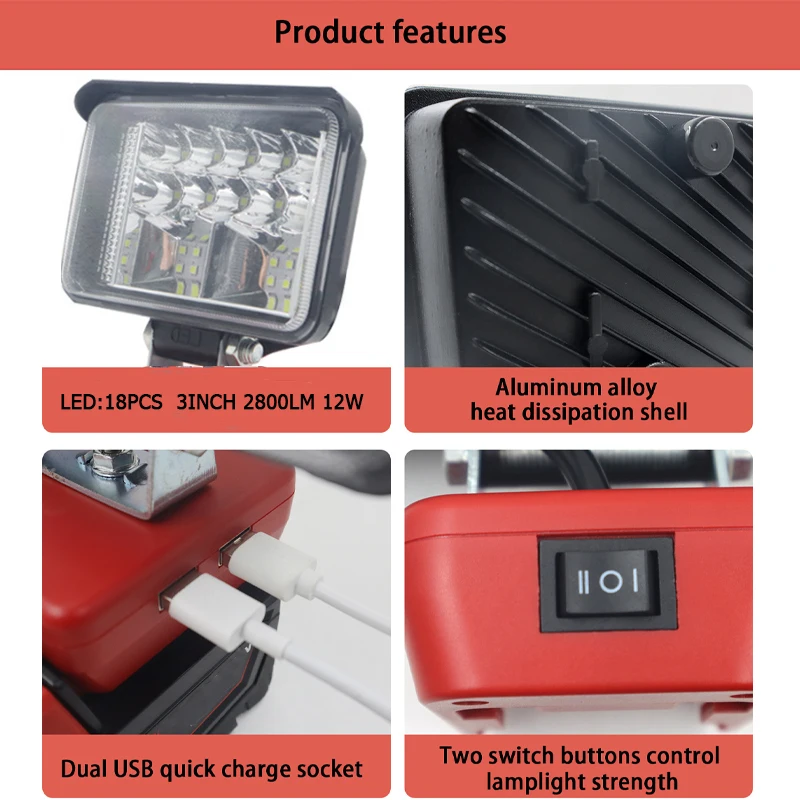 ZWINCKY 12W LED Work Light For - Outdoor Lighting Milwaukee avis et prix