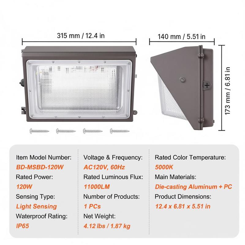 LED Wall Pack Lights, 120W 110 - Outdoor Yard Lighting Fixtures avis et prix