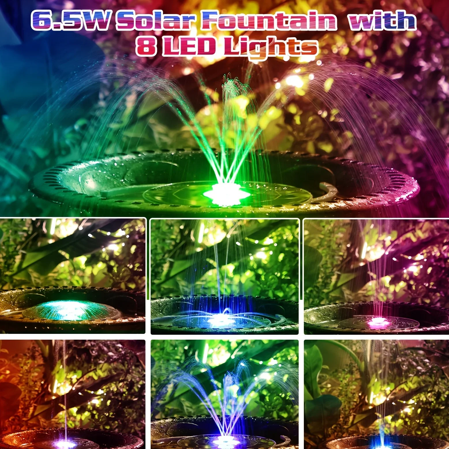 6.5W LED Solar Fountain Pump w - Outdoor Lighting Effects avis et prix